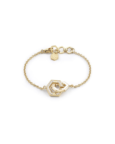 Philipp Plein Damen Armband Armkette Edelstahl IP Gold  PLEIN LEGACY PJREA16BU