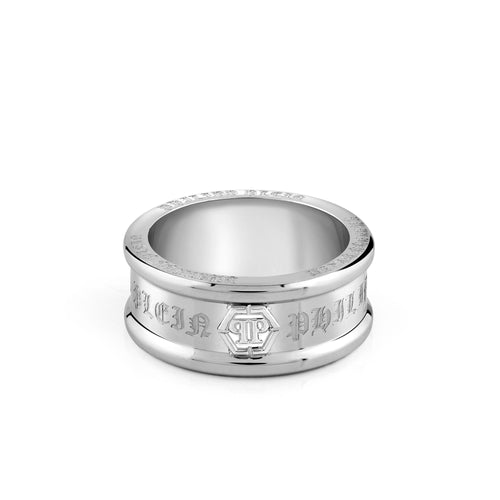 Philipp Plein Herren Ring Edelstahl silber GOTHIC TAG PJTEA01R