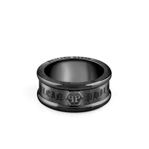 Philipp Plein Herren Ring Edelstahl IP Black GOTHIC TAG PJTEA06R