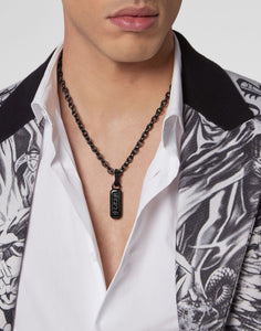 Philipp Plein Herren Kette Halskette Edelstahl IP Black GOTHIC TAG PJTEA09NU