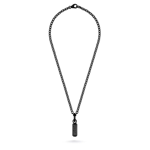 Philipp Plein Herren Kette Halskette Edelstahl IP Black GOTHIC TAG PJTEA09NU