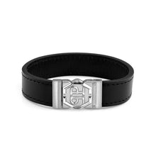 Laden Sie das Bild in den Galerie-Viewer, Philipp Plein Herren Armband Leder silber HEXAGON TACTICAL BUCKLE PJVEA01BL