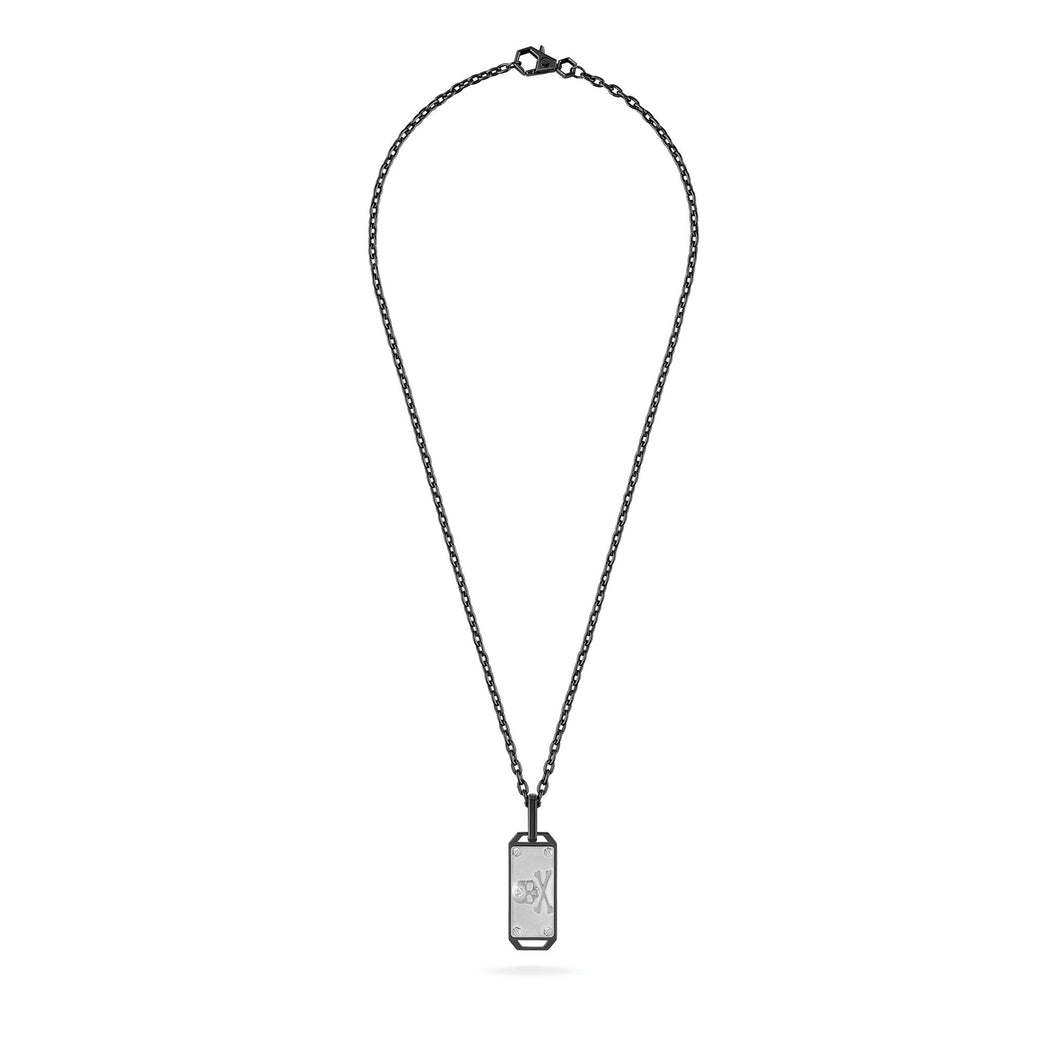 Philipp Plein Herren Kette Halskette Edelstahl IP Black $KULL BONES PJWEA09NU