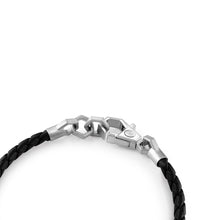 Laden Sie das Bild in den Galerie-Viewer, Philipp Plein Herren Armband Leder Edelstahl Silber LINKED PJYEA13BU