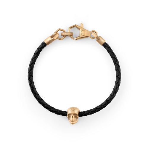 Philipp Plein Herren Armband Leder Edelstahl IP Gold LINKED PJYEA14BU