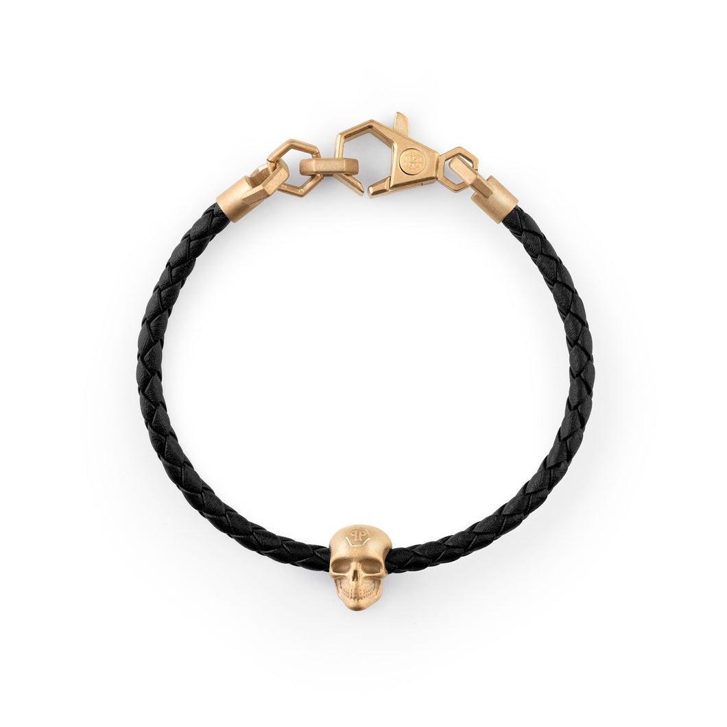 Philipp Plein Herren Armband Leder Edelstahl IP Gold LINKED PJYEA14BU