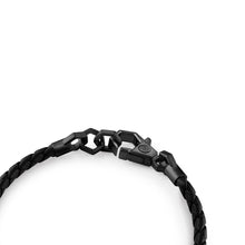 Laden Sie das Bild in den Galerie-Viewer, Philipp Plein Herren Armband Leder Edelstahl IP Black LINKED PJYEA15BU