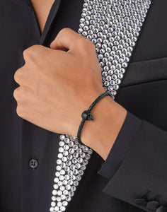 Philipp Plein Herren Armband Leder Edelstahl IP Black LINKED PJYEA15BU