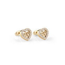 Laden Sie das Bild in den Galerie-Viewer, Philipp Plein Damen Ohrringe Edelstahl IP Gold PLEIN ROCKED HEART PJZEA02EU