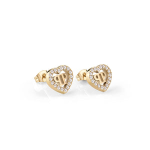 Philipp Plein Damen Ohrringe Edelstahl IP Gold PLEIN ROCKED HEART PJZEA02EU