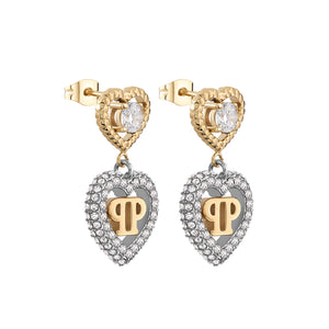 Philipp Plein Damen Ohrringe Edelstahl IP Gold PLEIN ROCKED HEART PJZEA03EU