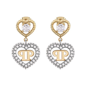 Philipp Plein Damen Ohrringe Edelstahl IP Gold PLEIN ROCKED HEART PJZEA03EU