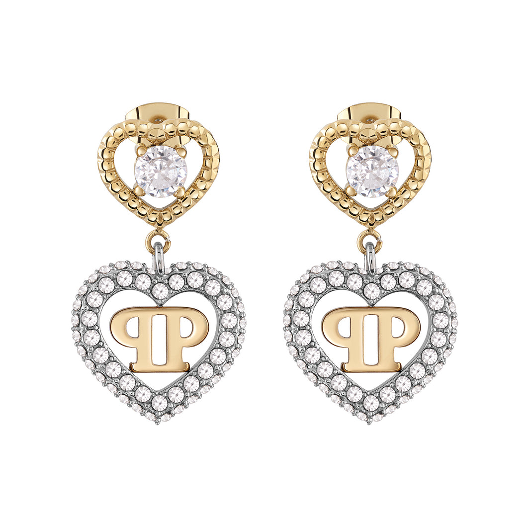 Philipp Plein Damen Ohrringe Edelstahl IP Gold PLEIN ROCKED HEART PJZEA03EU