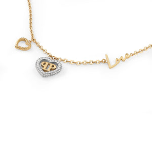 Philipp Plein Damen Kette Halskette Edelstahl Gold PLEIN ROCKED HEART PJZEA05NU