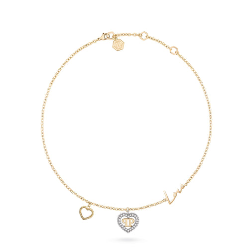 Philipp Plein Damen Armband Armkette Edelstahl Gold PLEIN ROCKED HEART PJZEA06BU