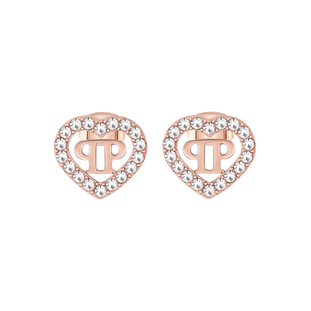 Philipp Plein Damen Ohrringe Edelstahl IP Rose Gold PLEIN ROCKED HEART PJZEA10EU