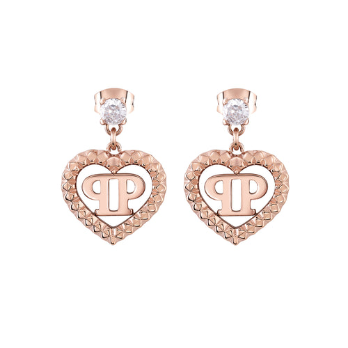 Philipp Plein Damen Ohrringe Edelstahl IP Rose Gold PLEIN ROCKED HEART PJZEA11EU