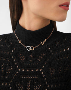 Philipp Plein Damen Kette Halskette Edelstahl Rose PLEIN ROCKED HEART PJZEA13NU