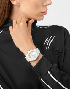 Plein Sport Damen Uhr Analog Quarz FEARLESS Weiß PSQGA0225 Silikon