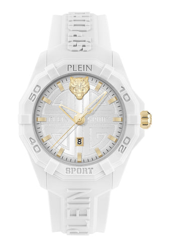 Plein Sport Damen Uhr Analog Quarz FEARLESS Weiß PSQGA0225 Silikon