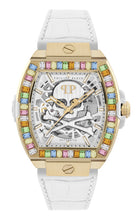 Laden Sie das Bild in den Galerie-Viewer, Philipp Plein Damen Uhr Automatik THE SKELETON BAGUETTES PWJHA0326 Leder