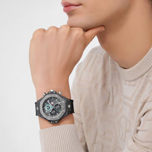 Philipp Plein Herren Uhr Analog Quarz PLEIN CHRONO ROYAL PWLFA0125 Silikon