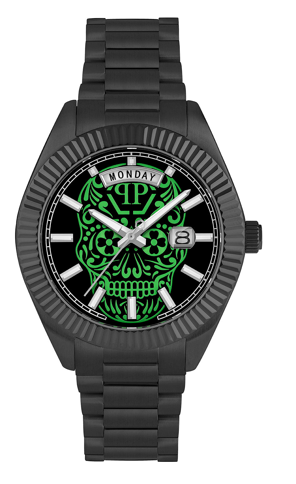 Philipp Plein Herren Uhr Analog Quarz DATE SUPERLATIVE GENT PWPNA0724 Edelstahl