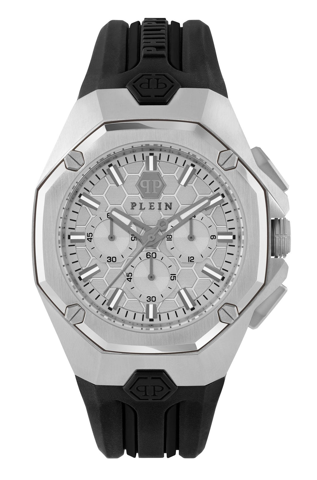 Philipp Plein Herren Uhr Analog Quarz Chrono OCTAGON PWTBA0123 Silikon