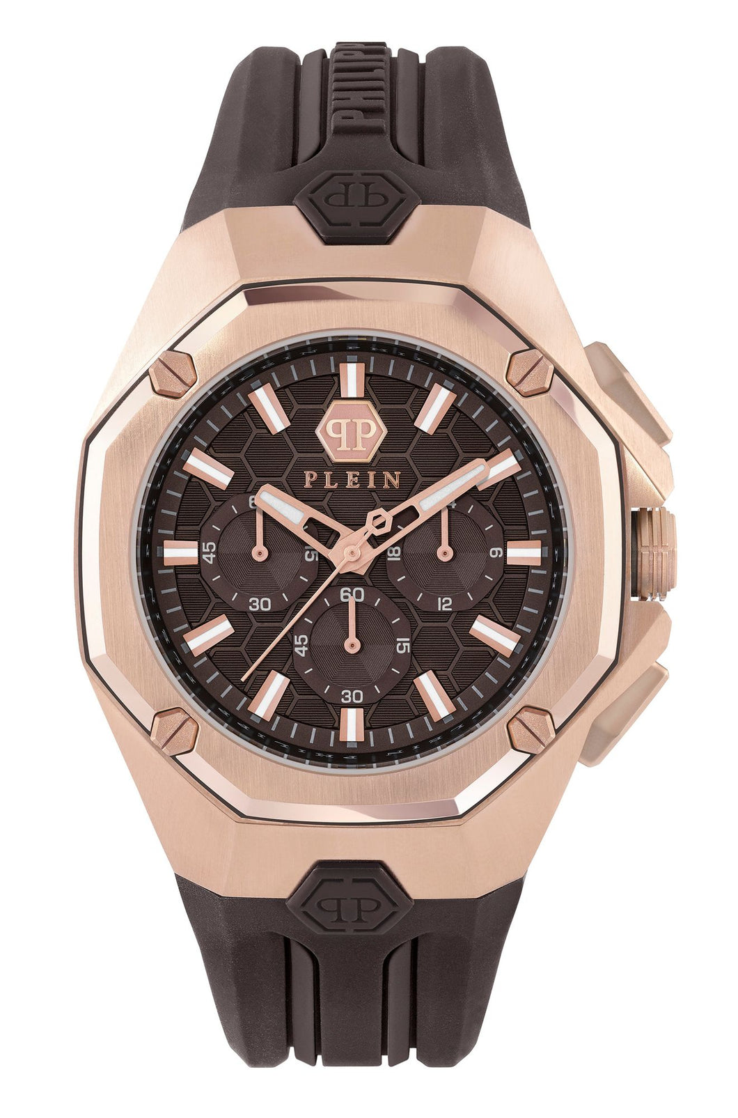 Philipp Plein Herren Uhr Analog Quarz Chrono OCTAGON PWTBA0223 Silikon