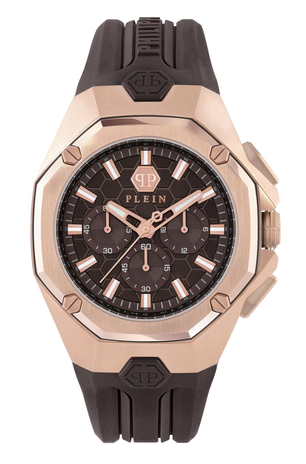 Philipp Plein Herren Uhr Analog Quarz Chrono OCTAGON PWTBA0223 Silikon