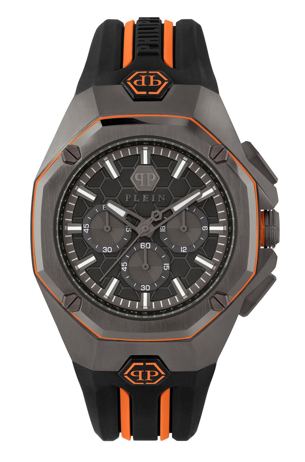 Philipp Plein Herren Uhr Analog Quarz Chrono OCTAGON PWTBA0523 Silikon