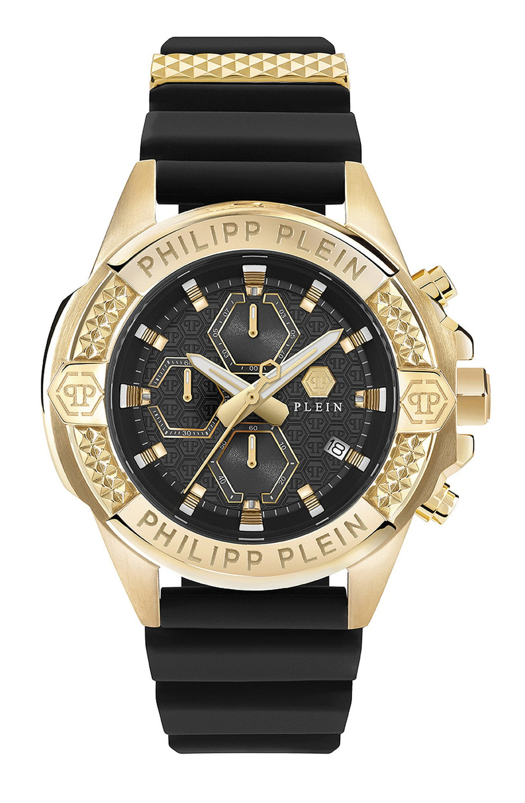 Philipp Plein Herren Uhr Analog Quarz THE $KULL CHRONO PWWFA0225 Silikon