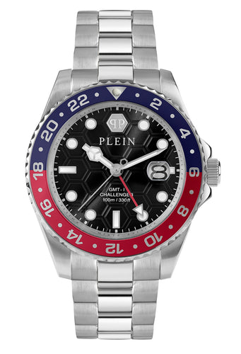 Philipp Plein Herren Uhr Analog Quarz GMT-I CHALLENGER PWYBA0223 Edelstahl