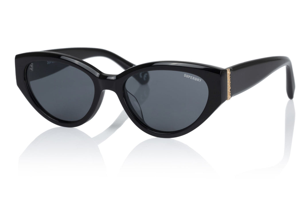 Superdry Damen Sonnenbrille SDS 5013 104 Black Gold / Solid Smoke