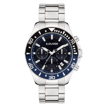 Laden Sie das Bild in den Galerie-Viewer, s.Oliver Herren Uhr Armbanduhr Chronograph Edelstahl Silber SO-4452-MC