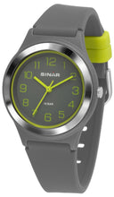 Laden Sie das Bild in den Galerie-Viewer, SINAR Jugenduhr Armbanduhr Analog Quarz Jungen Silikonband XB-48-1 grau gelb