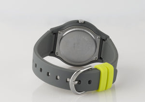 SINAR Jugenduhr Armbanduhr Analog Quarz Jungen Silikonband XB-48-1 grau gelb