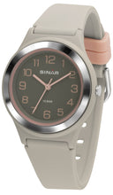 Laden Sie das Bild in den Galerie-Viewer, SINAR Jugenduhr Armbanduhr Analog Quarz Mädchen Silikonband XB-48-5 grau rosa