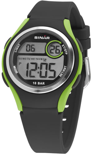 SINAR Jugenduhr Armbanduhr Digital Quarz Unisex Silikonband XE-64-3 schwarz grün