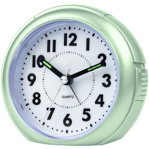 ATRIUM Wecker Analog Quarz grün A240-13 ohne Ticken mit Licht große Zahlen