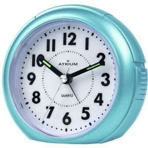 ATRIUM Wecker Analog Quarz hellblau A240-15 ohne Ticken mit Licht große Zahlen