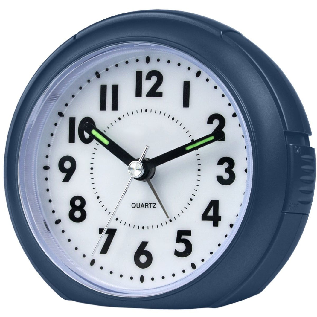 ATRIUM Wecker Analog Quarz dunkelblau A240-35 o. Ticken mit Licht große Zahlen