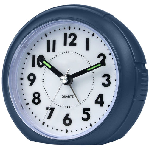 ATRIUM Wecker Analog Quarz dunkelblau A240-35 o. Ticken mit Licht große Zahlen