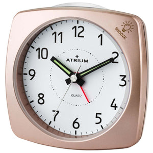ATRIUM Wecker Analog Quarz rosé metallic A251-17 o. Ticken mit Licht und Snooze
