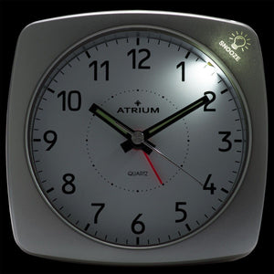 ATRIUM Wecker Analog Quarz silber A251-19 ohne Ticken mit Licht und Snooze