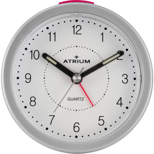 ATRIUM Wecker Analog Quarz weiß silber A260-19 ohne Ticken mit Licht