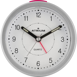 ATRIUM Wecker Analog Quarz weiß silber A260-19 ohne Ticken mit Licht