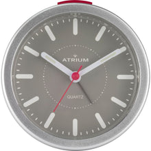 Laden Sie das Bild in den Galerie-Viewer, ATRIUM Wecker Analog Quarz grau silber A261-19 ohne Ticken mit Licht
