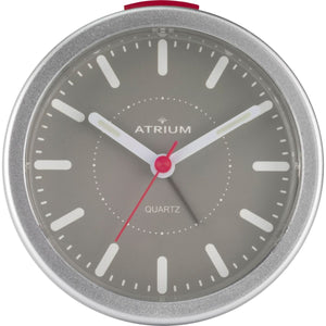 ATRIUM Wecker Analog Quarz grau silber A261-19 ohne Ticken mit Licht