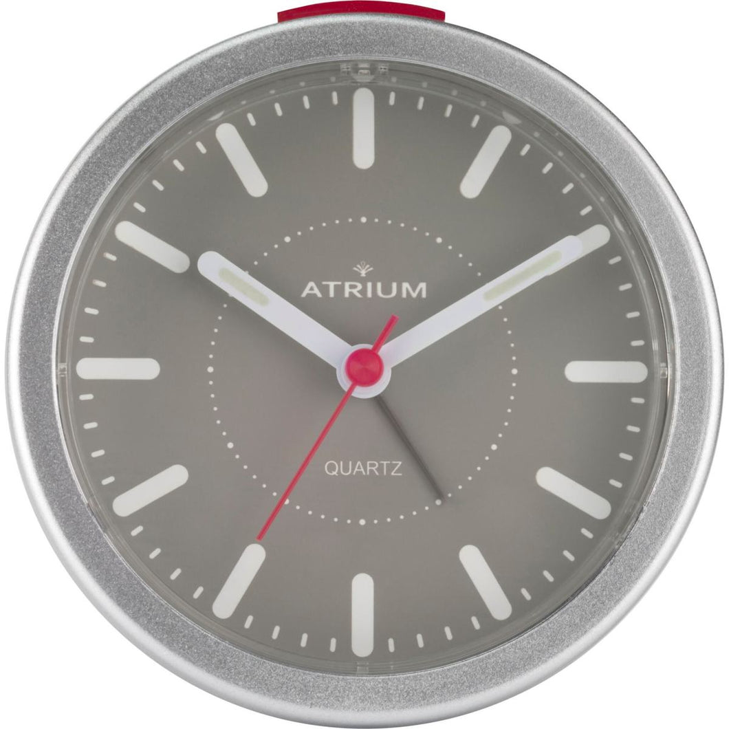 ATRIUM Wecker Analog Quarz grau silber A261-19 ohne Ticken mit Licht